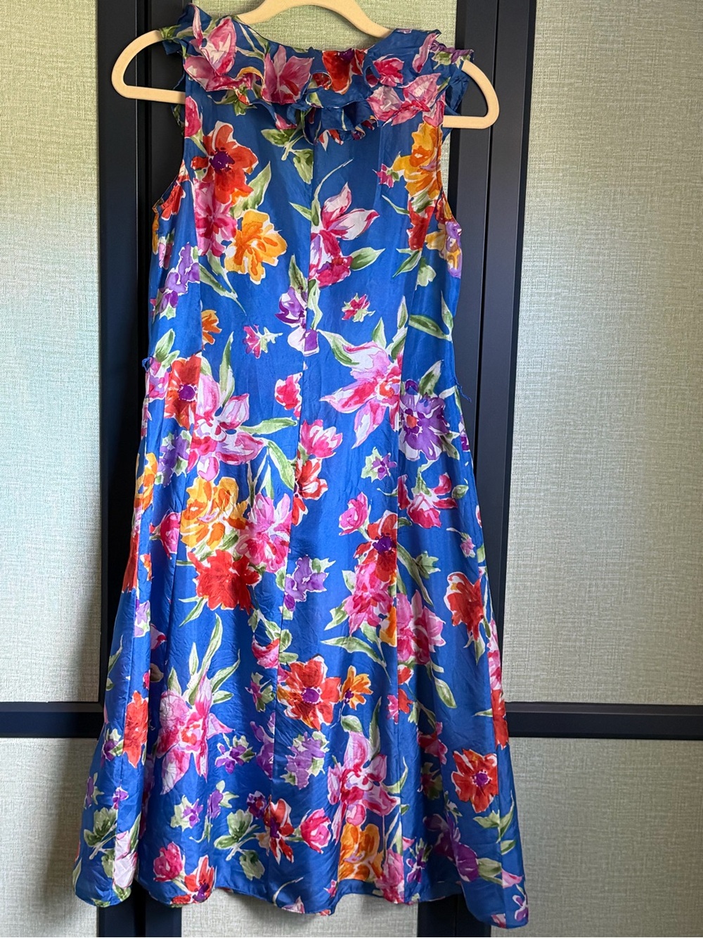 Lauren Ralph Lauren Floral Button Tie Front Ruffle 100% Silk Shirt Dress, Size 4 - Picture 7 of 12